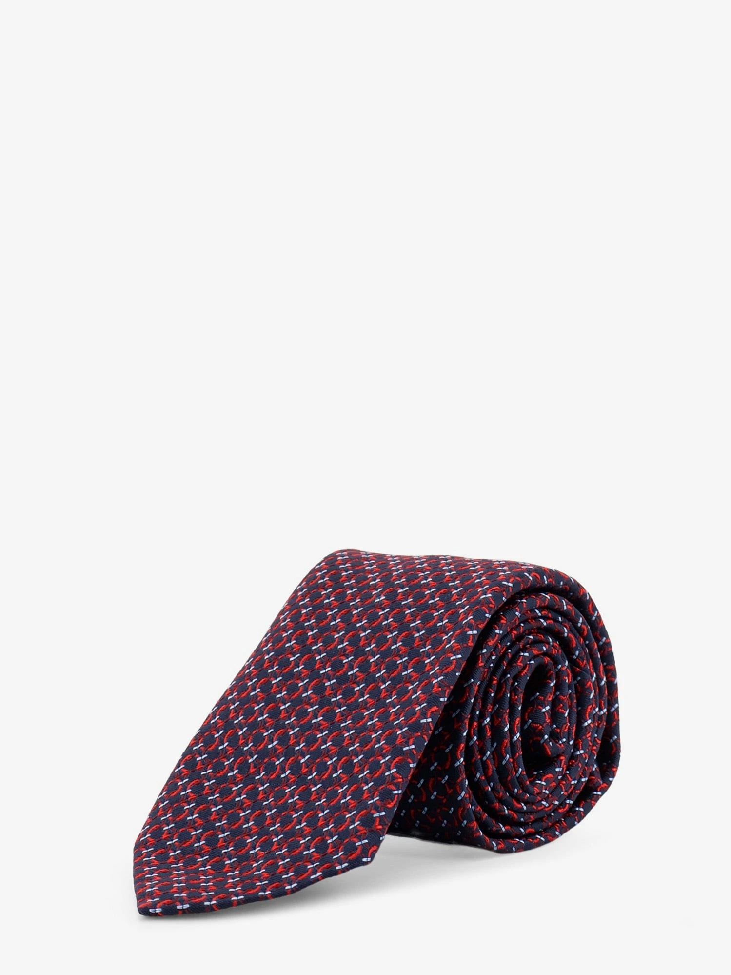 Crema silk tie with Intreccio print.webp